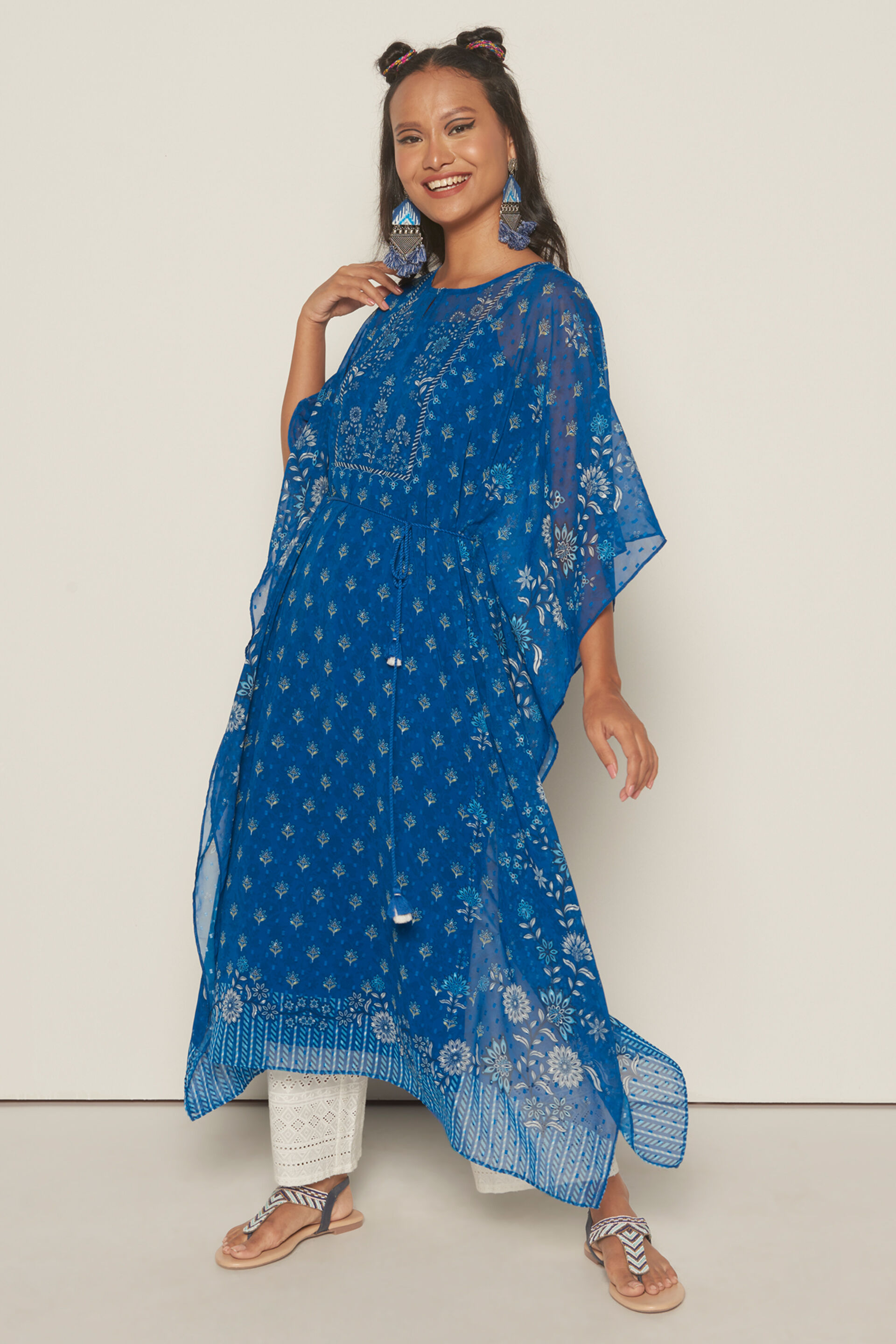 Buy our Dark Blue Floral Straight Kurta online from globaldesi.in SC FW23GH170KUPGD